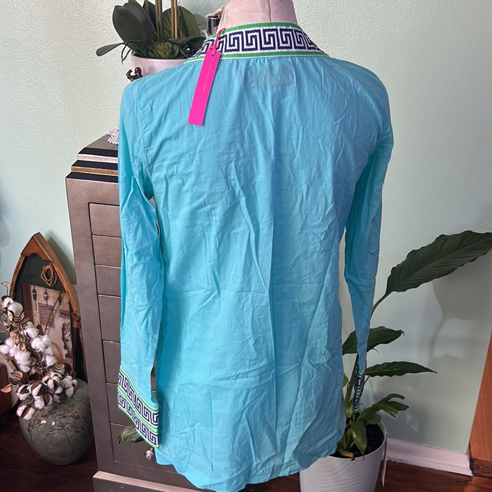 MacBeth collection turquoise tunic top - Picture 3 of 13